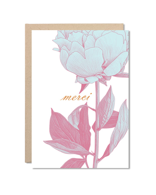 Card - Peony Stem Merci