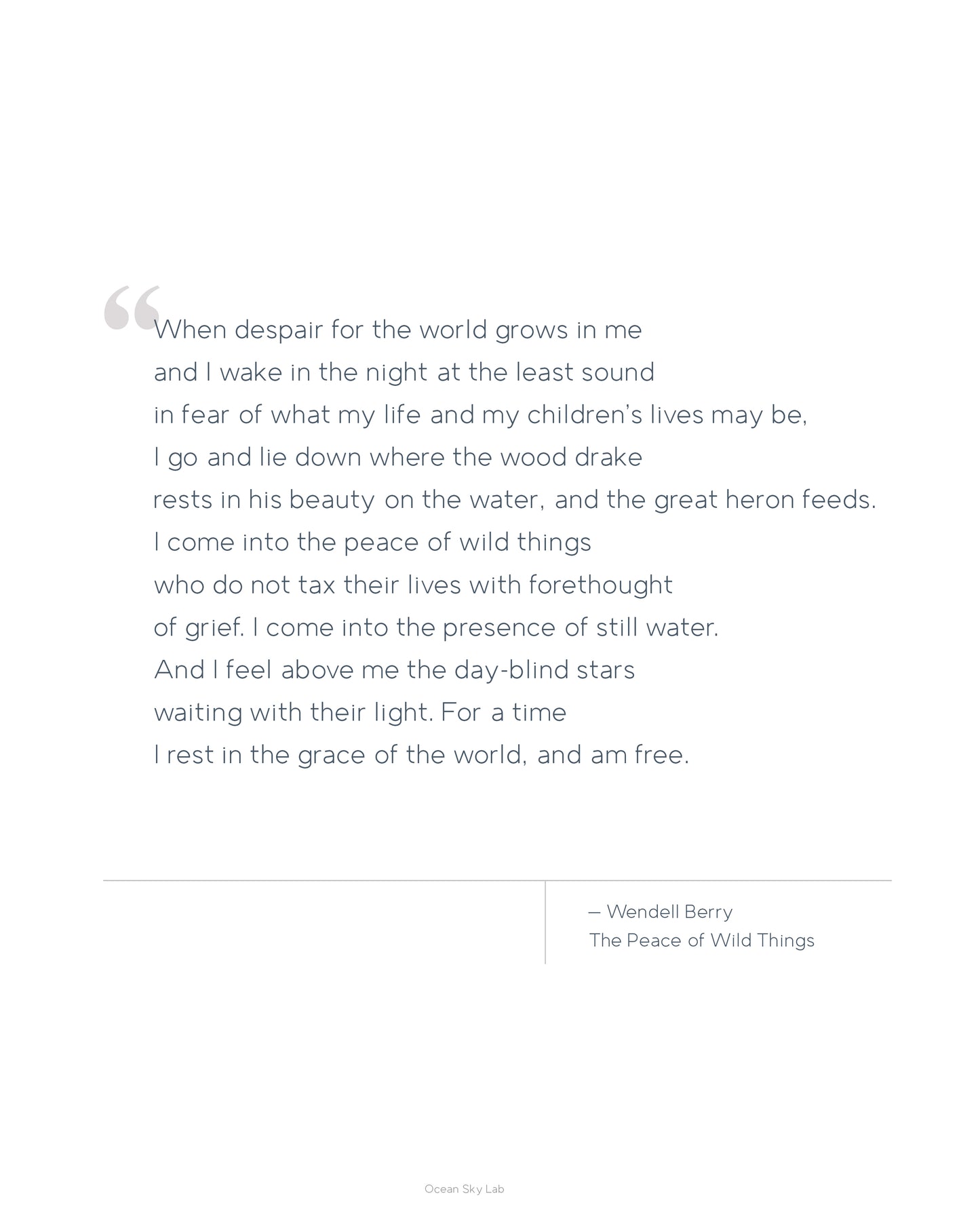 Printable Poem - Wendell Berry - Peace of Wild Things